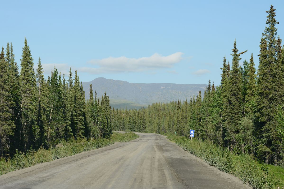 23C The Dempster Highway Through Trees With Richardson Mountains In Yukon From Between The Yukon Northwest Territories Border And Arctic Circle